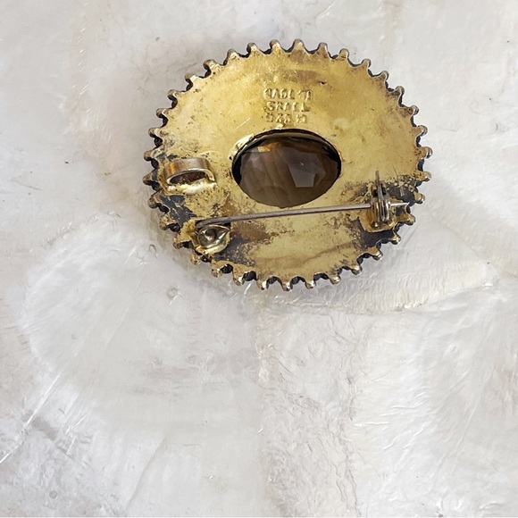 Victorian style faux Pearl smoky quartz oval brooch pendant 925 Sterling - Picture 10 of 11